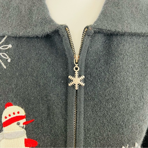 NWT Charter Club Christmas Snowman Full Zip Wool Cardigan Jacket Size M - Picture 7 of 16